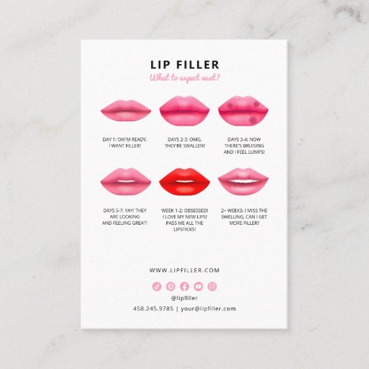 Lipvuller nazorginstructies Lipinjecties Visitekaartje (Voorkant)