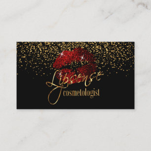 Lipzinnige Cinnamon Red Lips op zwart Visitekaartje