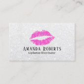 Lipzinnige distributeur Roze Lips Silver Glitter Visitekaartje (Voorkant)