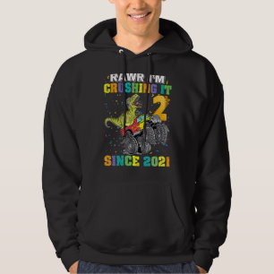 Lique Crushing T Rex Dinosaur Monster Truck_2 Hoodie