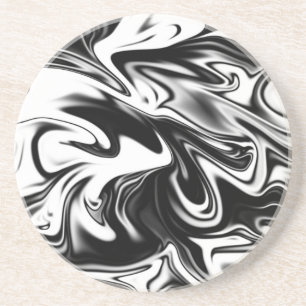 Liquefied Black White Marble Zandsteen Onderzetter
