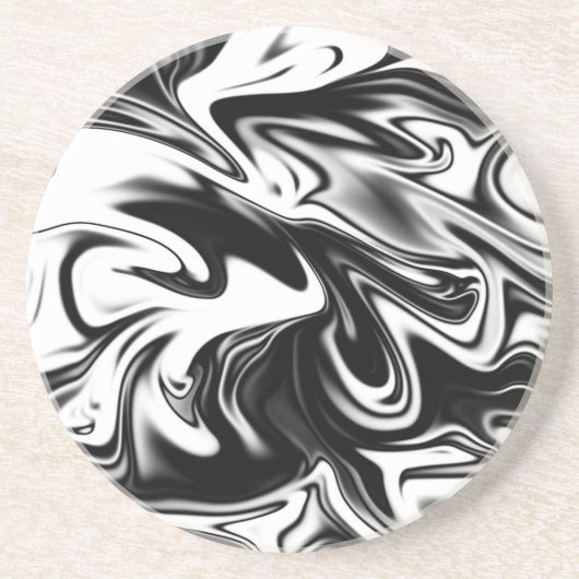 Liquefied Black White Marble Zandsteen Onderzetter (Voorkant)