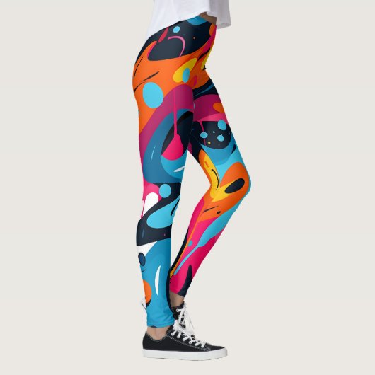 Liquid Abstracte kunst: levendig 3D-patroon Leggings (Rechts)