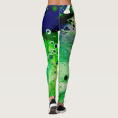 Liquid Art gemarmerd groen blauw trendy Leggings (Achterkant)