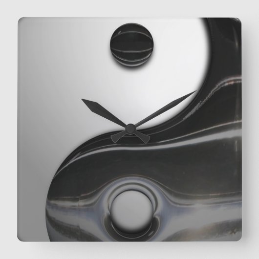 Liquid Black Yin Yang () Vierkante Klok (Voorkant)