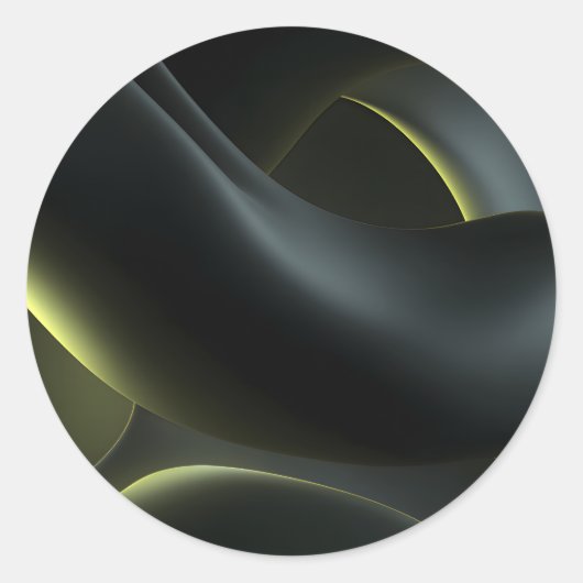 Liquid Chrome Abstract: Dark Iridescence Ronde Sticker (Voorkant)
