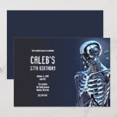 Liquid Chrome Zilver Skelet Robot Verjaardagsfeest Kaart (Voorkant / Achterkant)