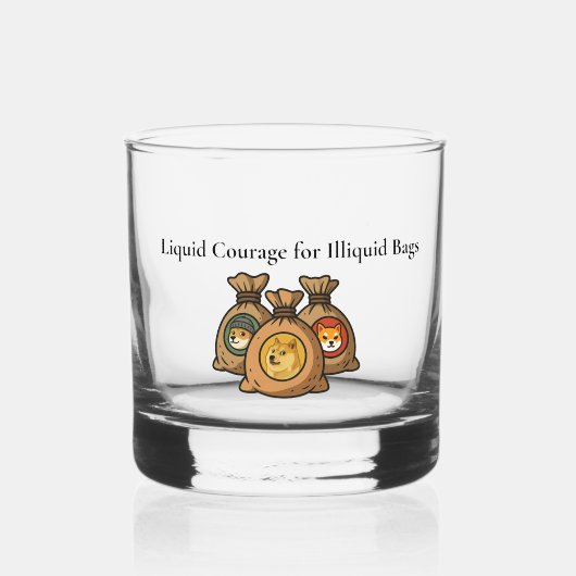 Liquid Courage Doge Meme Coin Whiskey Glass Whisky Glas (Voorkant)