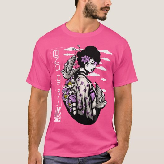 Liquid DNB Music Liquid Oerwoud EDM drum en bas T-shirt (Voorkant)