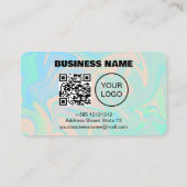 Liquid faux holografische iriserende textuur QR-co Klantenkaartje (Achterkant)
