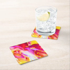 Liquid Flame - Helder Sinaasappel & Geel ontwerp Kartonnen Onderzetters