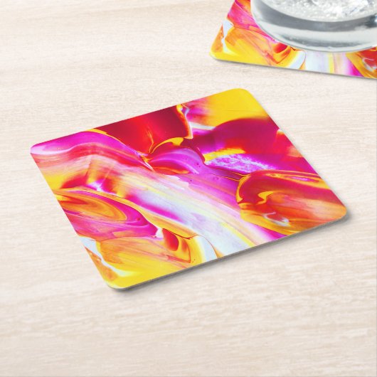 Liquid Flame - Helder Sinaasappel & Geel ontwerp Kartonnen Onderzetters (Schuin)