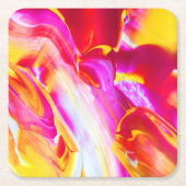 Liquid Flame - Helder Sinaasappel & Geel ontwerp Kartonnen Onderzetters (Voorkant)