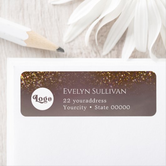 Liquid glitter logo return address label (Insitu)