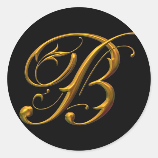 Liquid Gold B monogram Ronde Sticker (Voorkant)