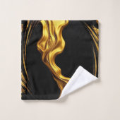 Liquid Gold Black Monochrome Opulent Swirl Achempo Bad Handdoek (Wasdoekje)