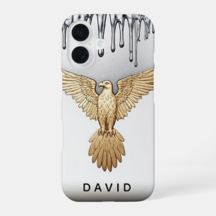 🦅 Liquid Gold Eagle Naam Stroom  Aangepaste Metal iPhone 16 Hoesje