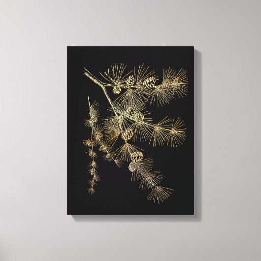 Liquid Gold pine tree branch Plants nature art Canvas Afdruk (Voorkant)