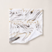 Liquid Gold Silver Black Marmer #1 Bad Handdoek (Wasdoekje)