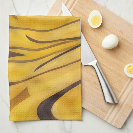 Liquid Gold with Mocha Accents Artsy Towel Theedoek (Quarter Fold)