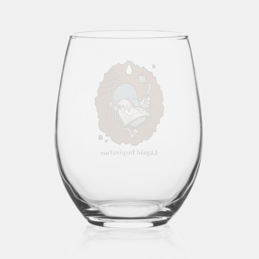 Liquid Inspiration Mole Writer in Burrow Cartoon Wijnglas Zonder Voet (Achterkant)