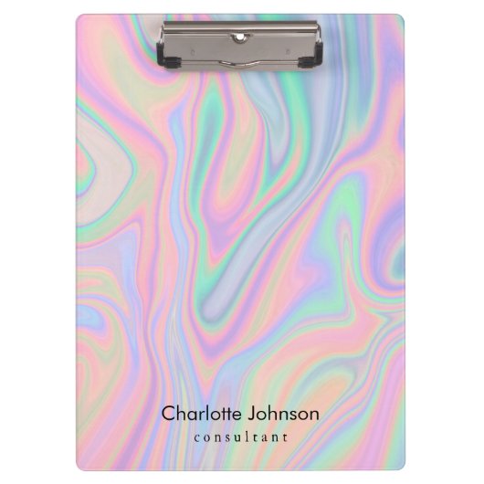 Liquid Iridescent Unicorn Colour Design personalis Klembord (Voorkant)