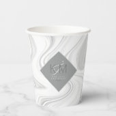 Liquid Marble Neutrals Wedding ID888 Papieren Bekers (Achterkant)