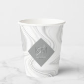 Liquid Marble Neutrals Wedding ID888 Papieren Bekers (Voorkant)