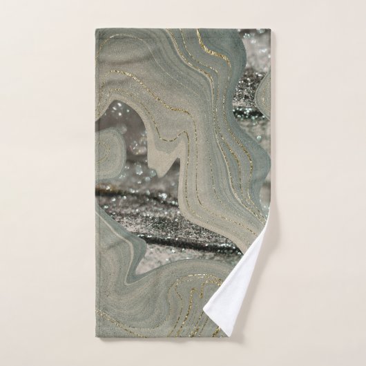 Liquid Marble Wave Glitter Glam 1 Bad Handdoek (Handdoek)