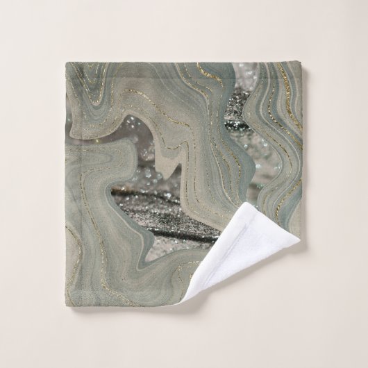 Liquid Marble Wave Glitter Glam 1 Bad Handdoek (Wasdoekje)