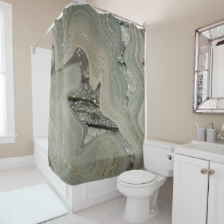 Liquid Marble Wave Glitter Glam 1 Douchegordijn