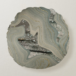 Liquid Marble Wave Glitter Glam 1 Rond Kussen