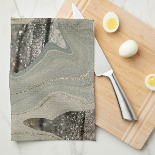 Liquid Marble Wave Glitter Glam 1 Theedoek (Quarter Fold)