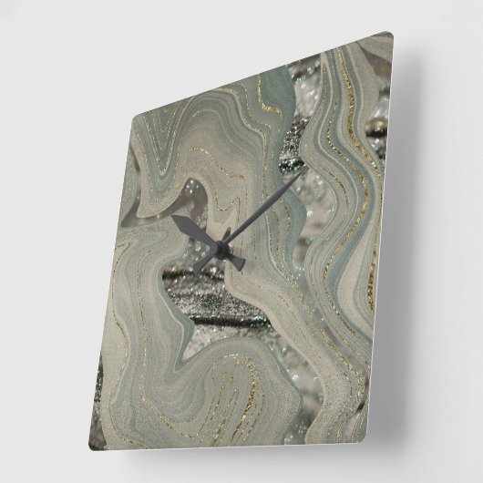 Liquid Marble Wave Glitter Glam 1 Vierkante Klok (Hoek)