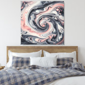 Liquid Metal Abstract in roze, grijs en zwart Canvas Afdruk (Insitu (Slaapkamer))