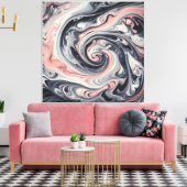 Liquid Metal Abstract in roze, grijs en zwart Canvas Afdruk (Insitu (Woonkamer))