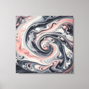 Liquid Metal Abstract in roze, grijs en zwart Canvas Afdruk