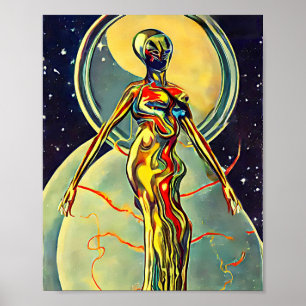 Liquid Metal Alien Abstract Sci Fi originele kunst Poster