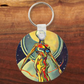 Liquid Metal Alien-vrouw Abstracte oorspronkelijke Sleutelhanger (Voorkant)