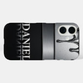 💧 Liquid Metal “Daniel” Flow Dripping Chrome  Case-Mate iPhone Case (Achterkant (horizontaal))