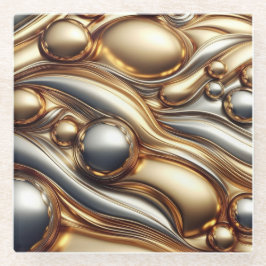 liquid metal look glazen onderzetter