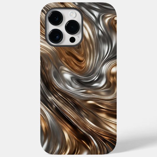 Liquid Metal Luxe: Abstract Silver & Gold Case-Mate iPhone Case (Achterkant)