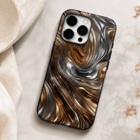 Liquid Metal Luxe: Abstract Zilver & Goud Case-Mate iPhone Case