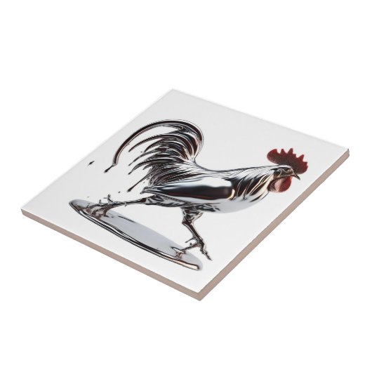 Liquid Metal Rooster Tegel Tegeltje (Zijkant)