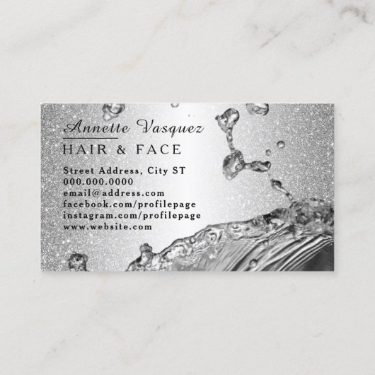 Liquid metal Silver Loyalty-kaart Visitekaartje (Achterkant)