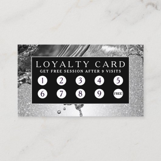 Liquid metal Silver Loyalty-kaart Visitekaartje (Voorkant)