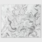 Liquid Silver Satin Marloing Effect Metallic Swirl Cadeaupapier (Vlak)