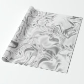 Liquid Silver Satin Marloing Effect Metallic Swirl Cadeaupapier (Uitgerold)