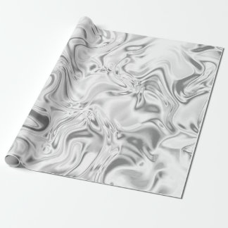 Liquid Silver Satin Marloing Effect Metallic Swirl Cadeaupapier