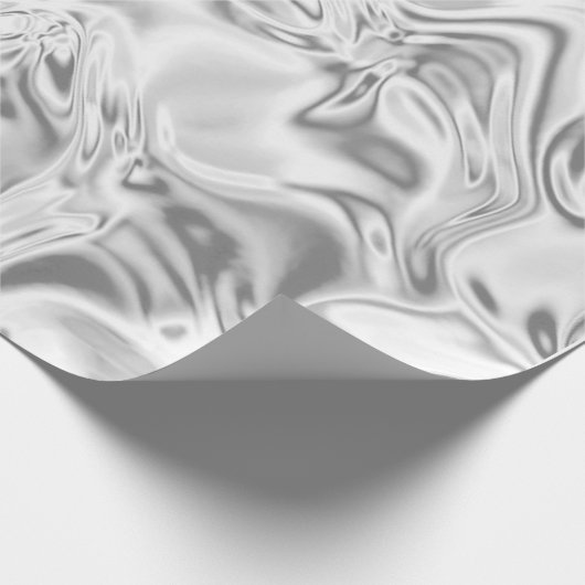 Liquid Silver Satin Marloing Effect Metallic Swirl Cadeaupapier (Hoek)